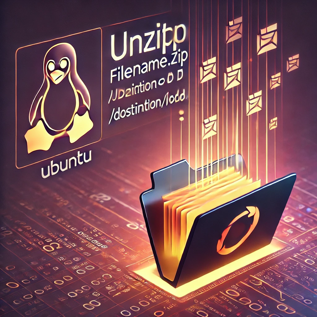 unzipping files into a folder in Ubuntu